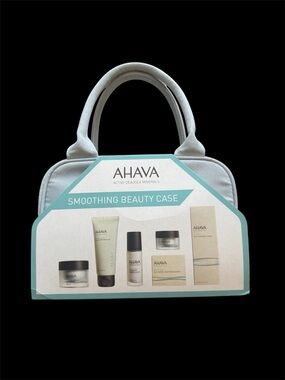 AHAVA Smoothing Beauty Case - Light Gray Cosmetic Bag with Skincare Set new